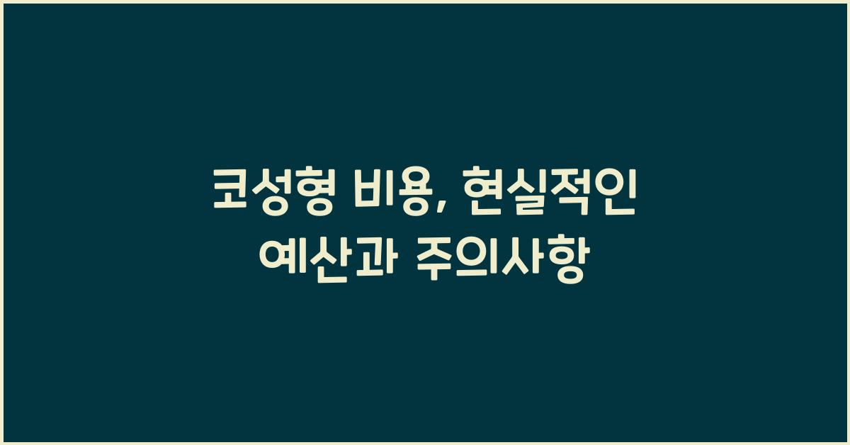 코성형 비용