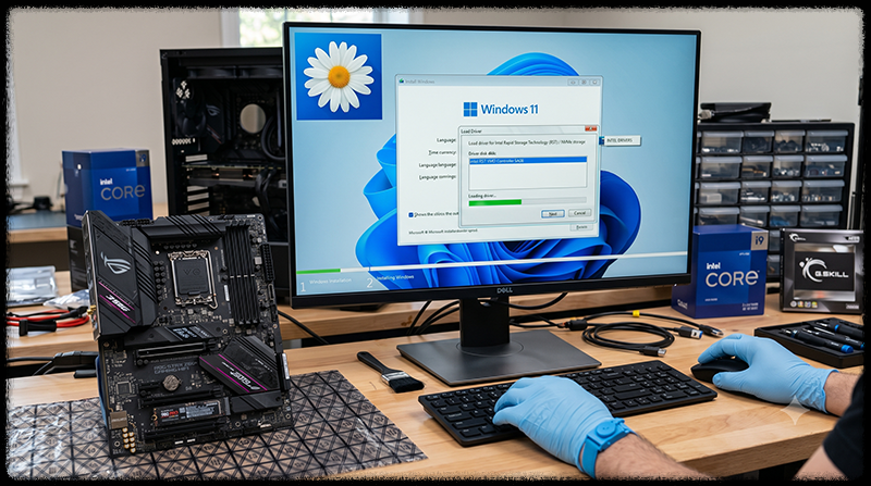 Windows 11 설치 중 SSD 인식 상태를 확인하는 모습