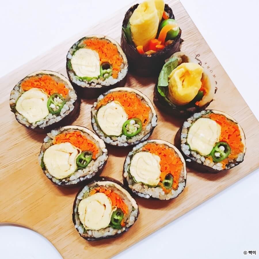 김밥 만들기 5가지 계란치즈야채 다이어트 김밥 레시피