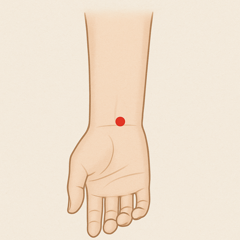 내관혈은 답답함 멀미 불안 정신적 피로에 효과적입니다.