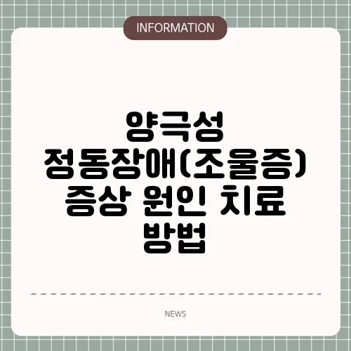 양극성 정동장애(조울증) 증상 원인 치료 방법