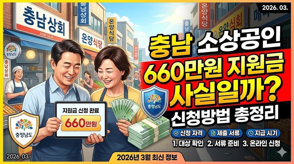 충남 소상공인 660만원 지원금 사실일까? 신청방법 총정리