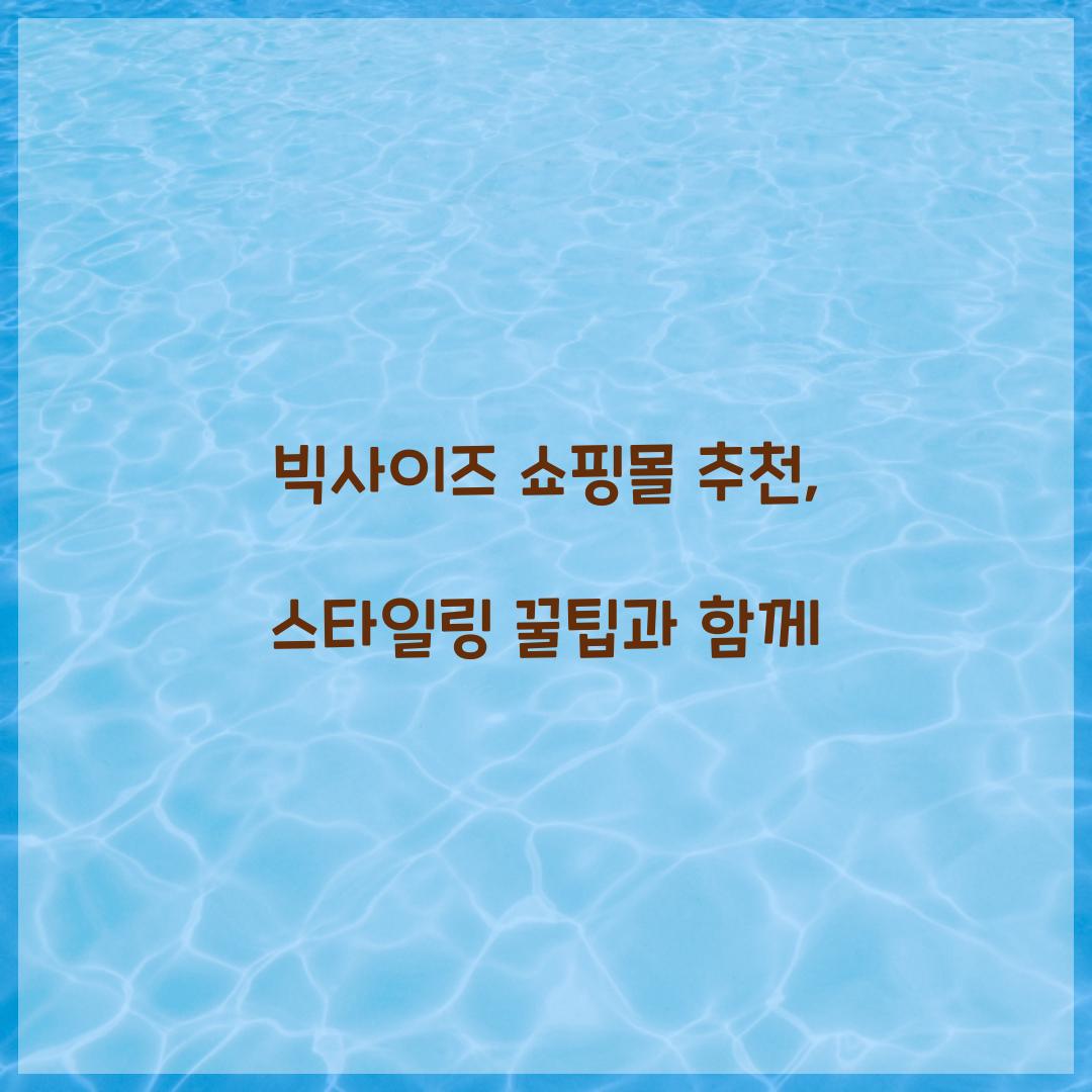 빅사이즈 쇼핑몰 추천