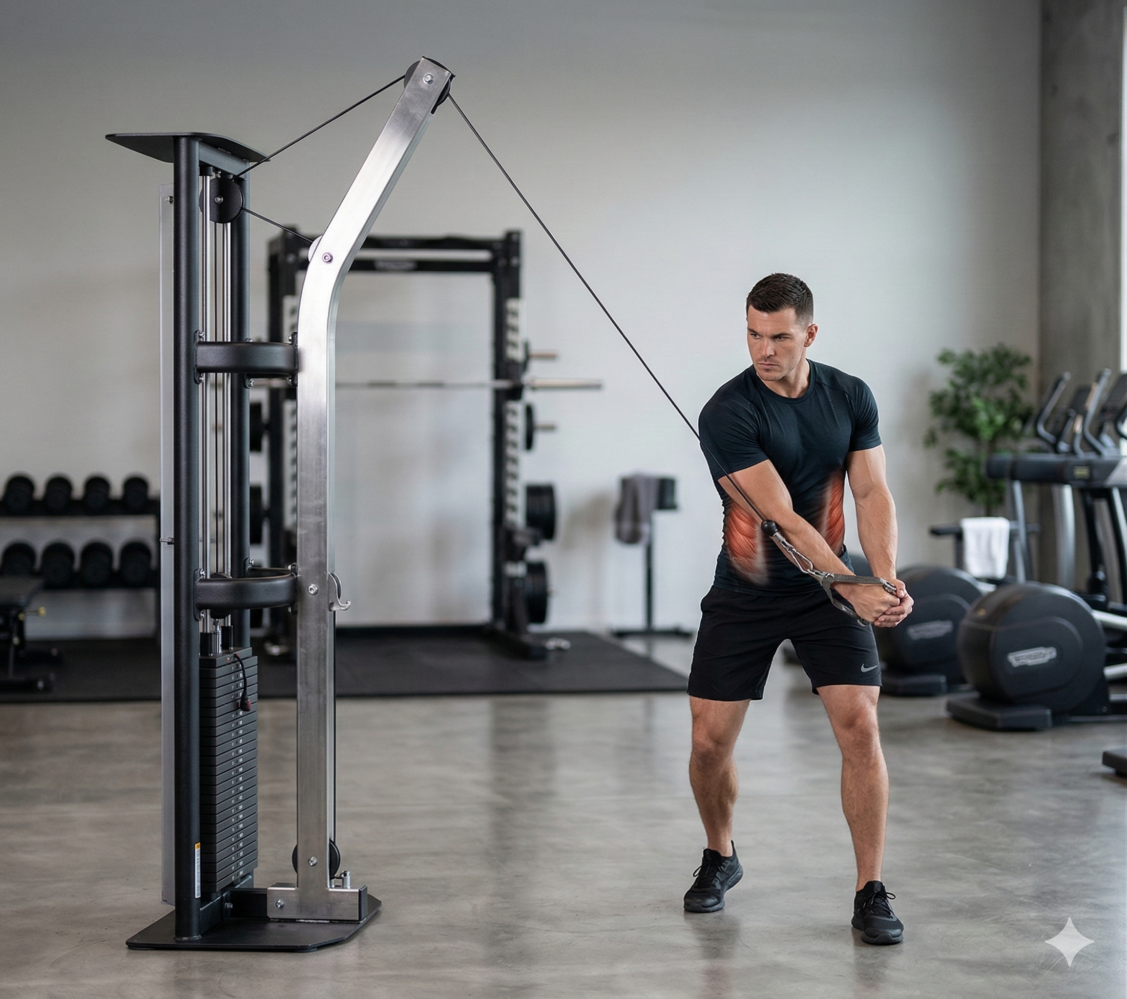 케이블 복사근 운동 수축 구간 몸통 회전 복근 긴장