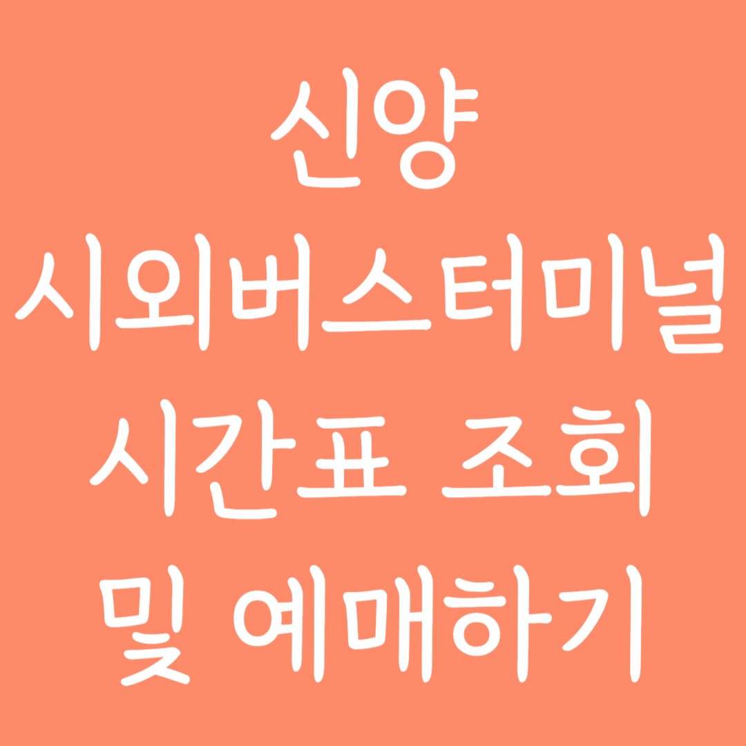 신양 시외버스터미널 시간표조회 및 예매하기