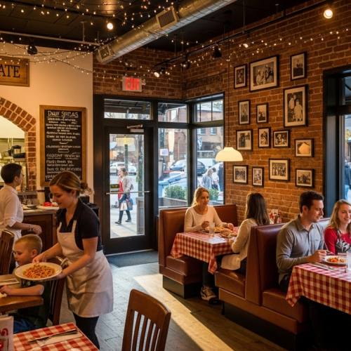 패밀리 레스토랑에서 식사하는 사진