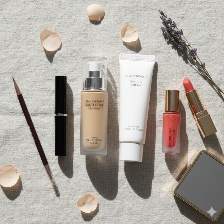 3분 메이크업 루틴에 사용되는 필수 화장품들