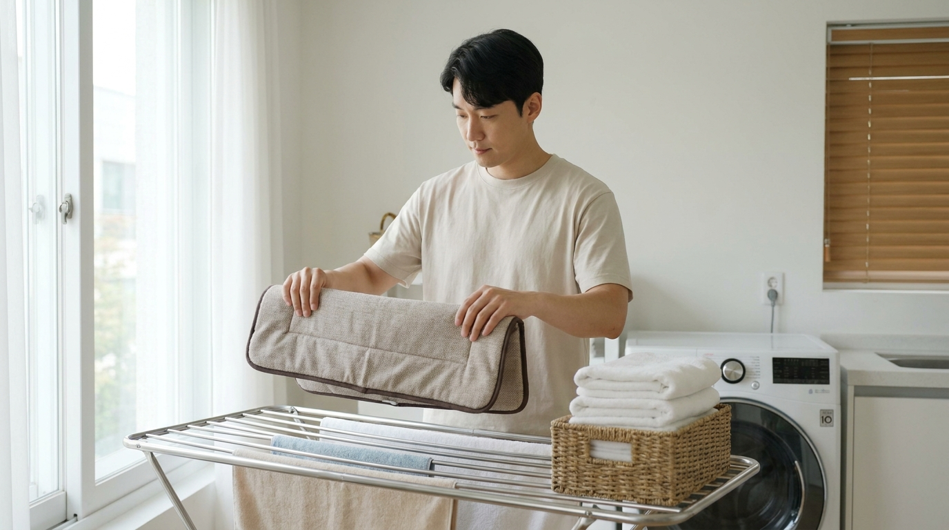 소형견 두 마리와 거실에 앉은 여성