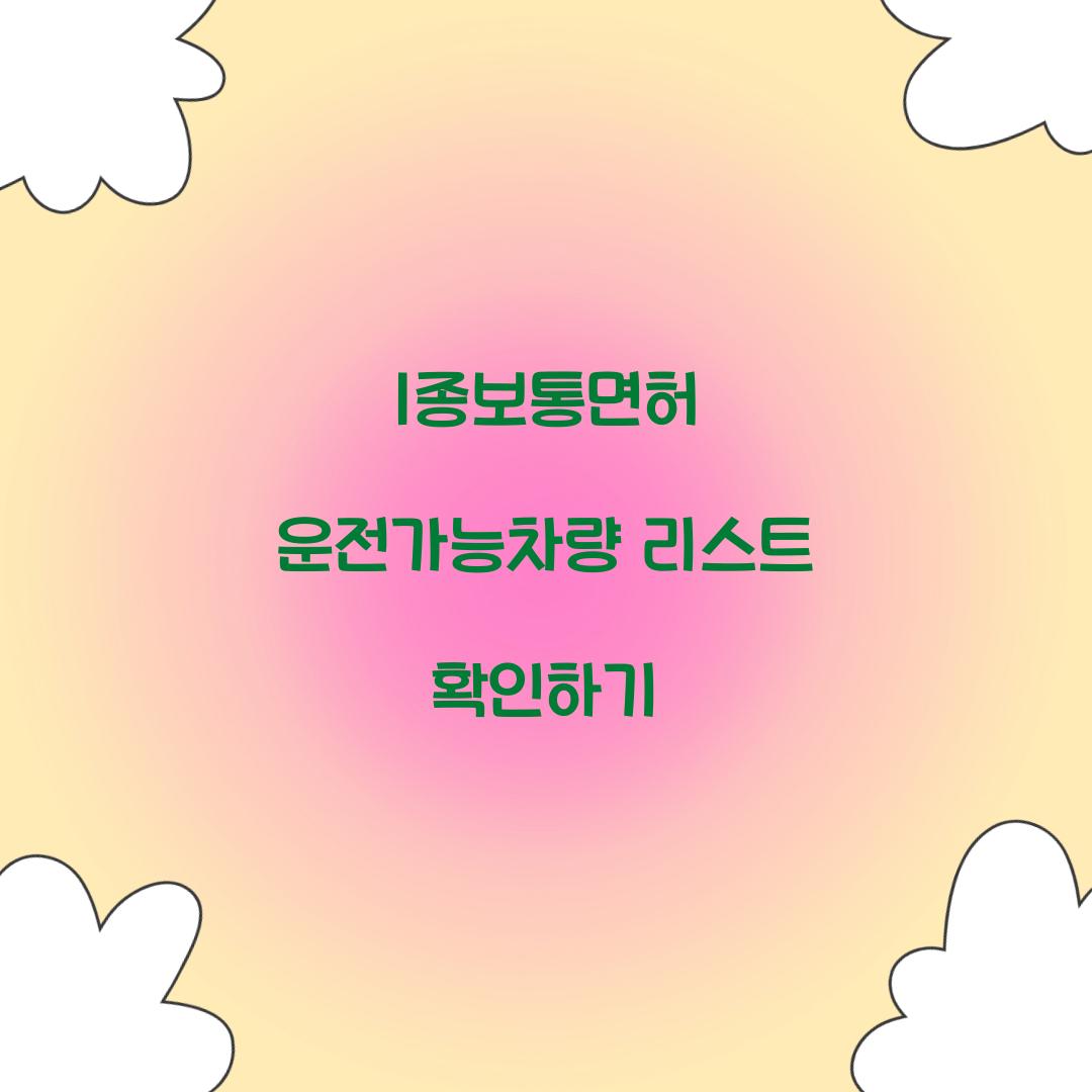 1종보통면허 운전가능차량 리스트