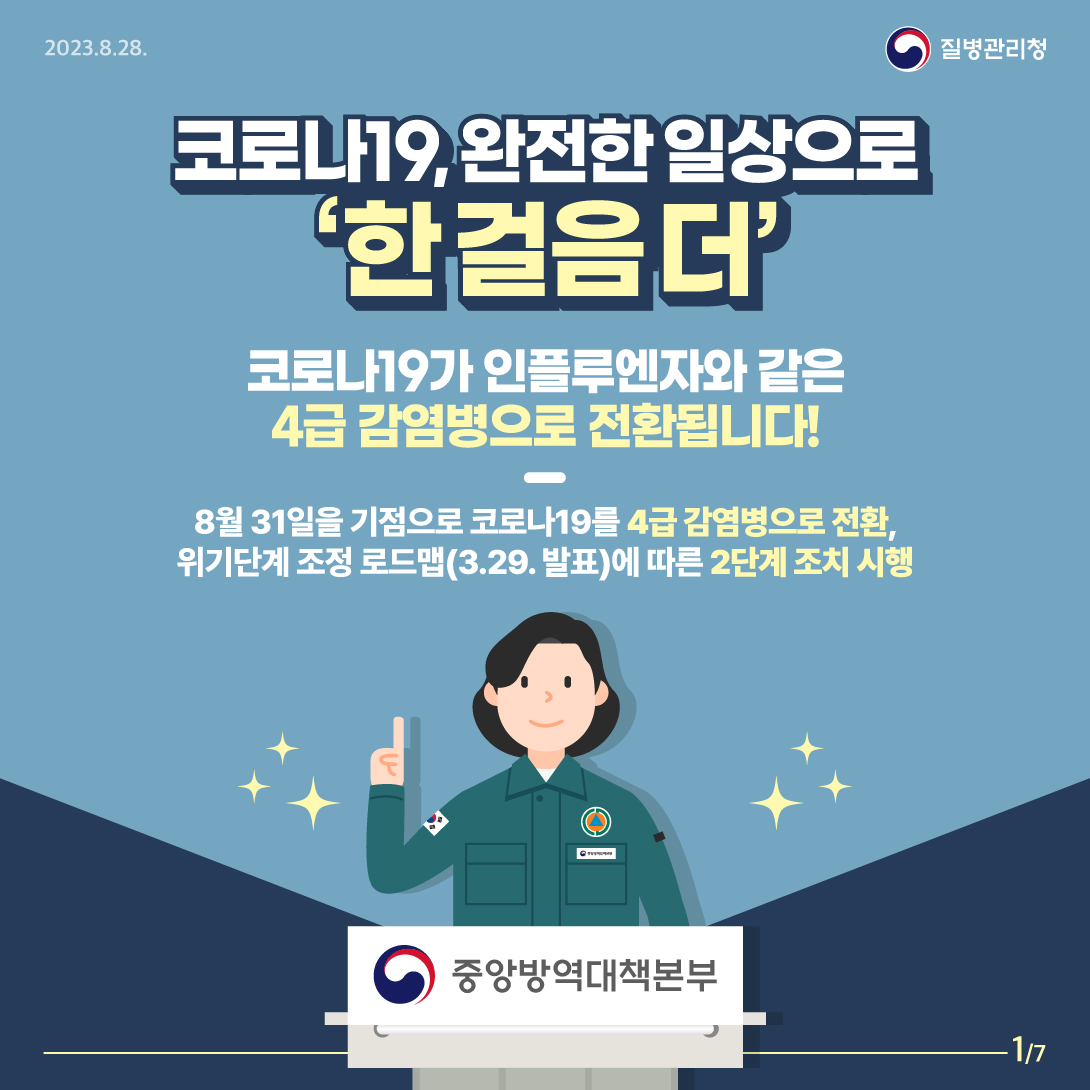 코로나19 4급 감염병 전환(질병관리청)