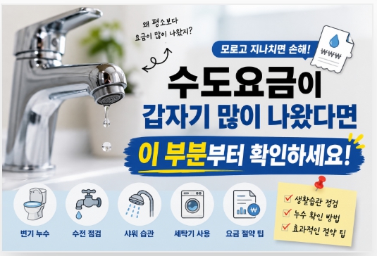 수도요금 절약하는 관리법을 설명하는 이미지