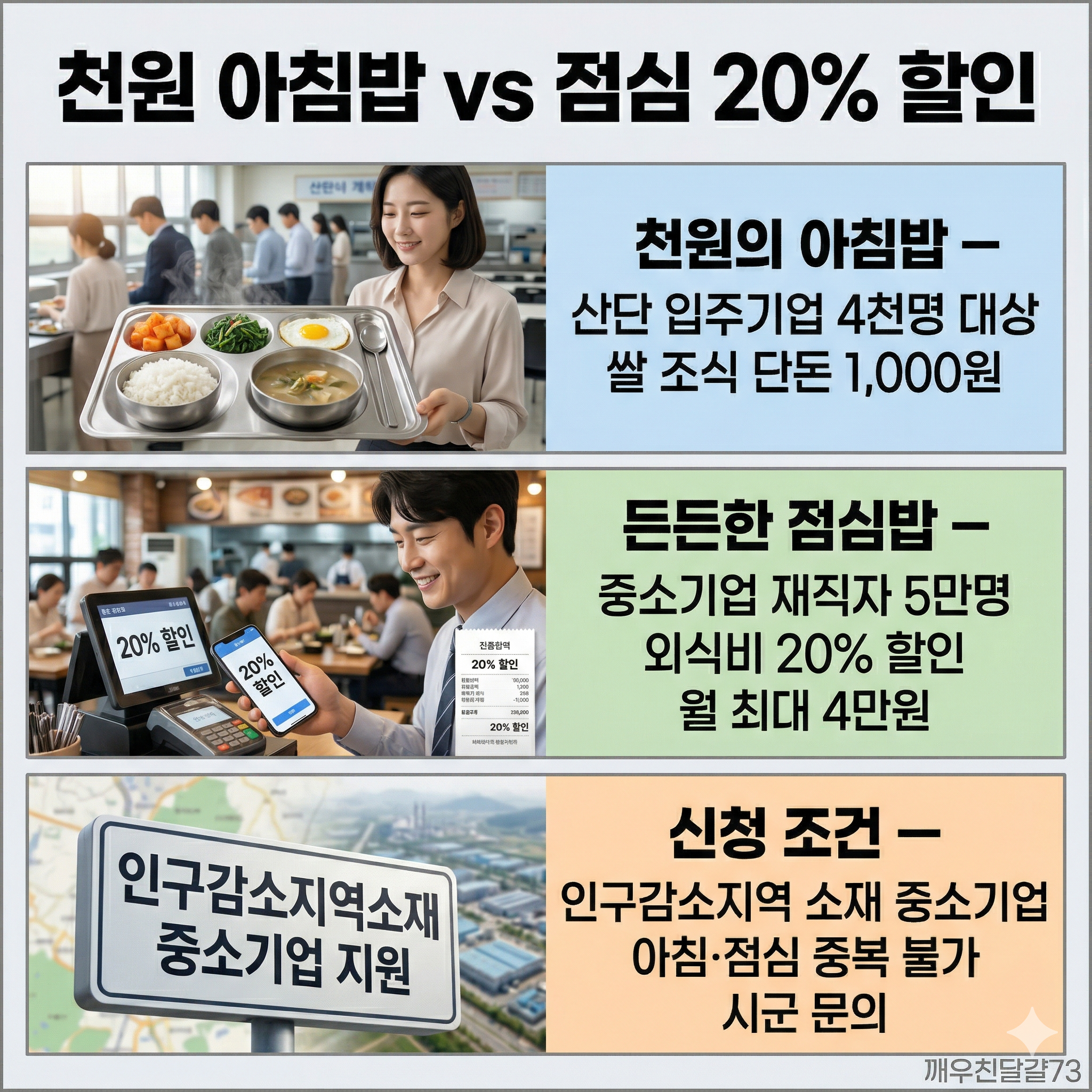 2026년 중소기업 든든한 한끼 지원 총정리 — 천원 아침밥·점심 20% 할인 신청방법