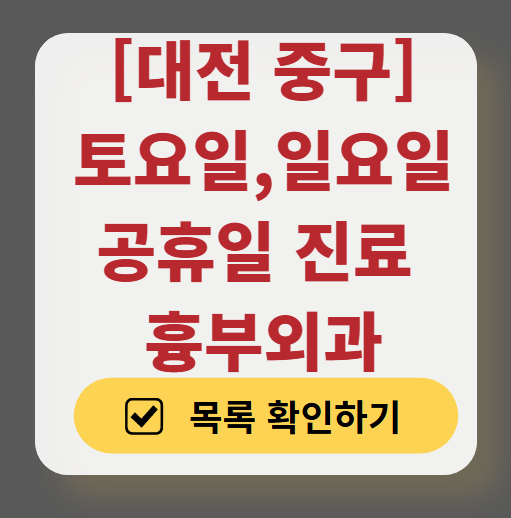대전 중구 주말 토요일 일요일 흉부외과 진료 병원 목록 ❘ 공휴일 진료 영업 병원 리스트 찾기