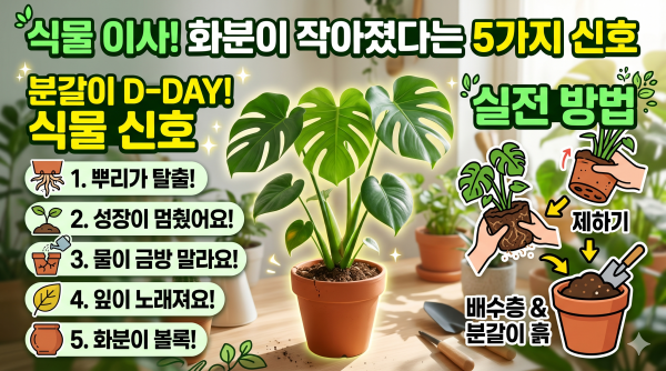 식물의 이사 날짜, 화분이 작아졌다는 신호 5가지와 실전 방법