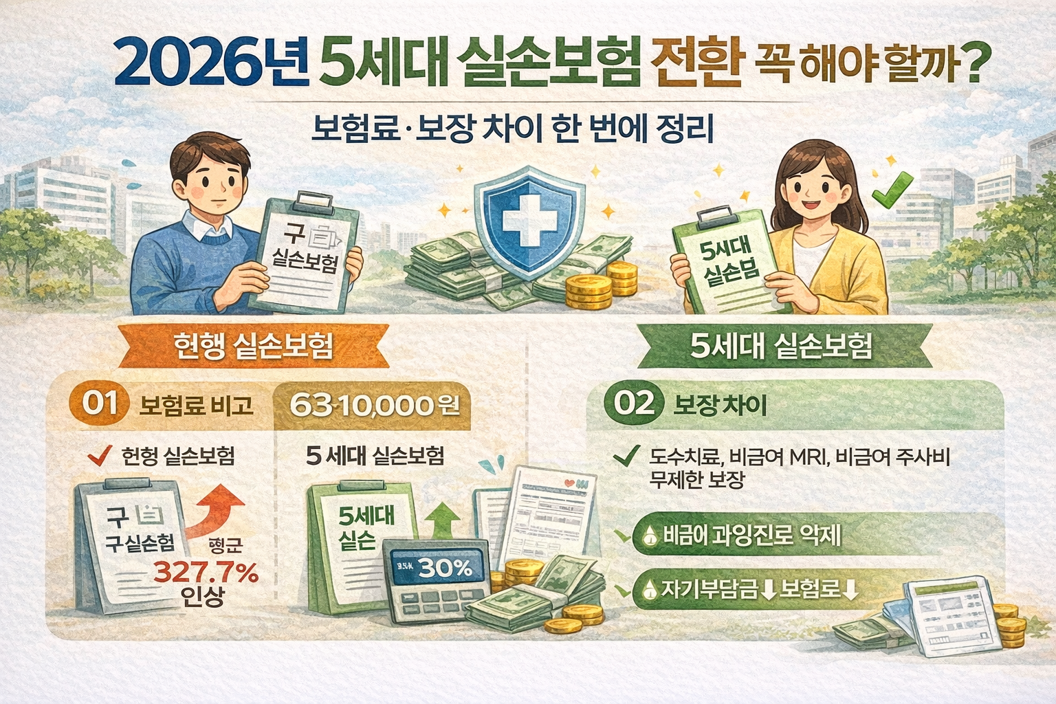 2026년 5세대 실손보험 전환 꼭 해야 할까? 보험료·보장 차이 한 번에 정리