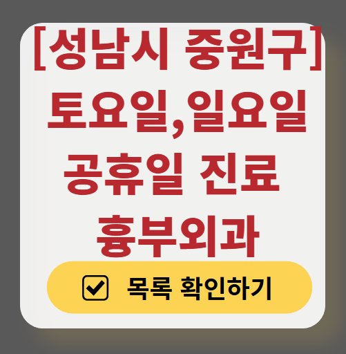 성남시 중원구 주말 토요일 일요일 흉부외과 진료 병원 목록 ❘ 공휴일 문 여는 병원 리스트 찾기