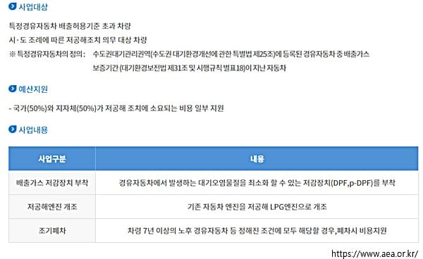 노후 경유차 매연저감장치 신청