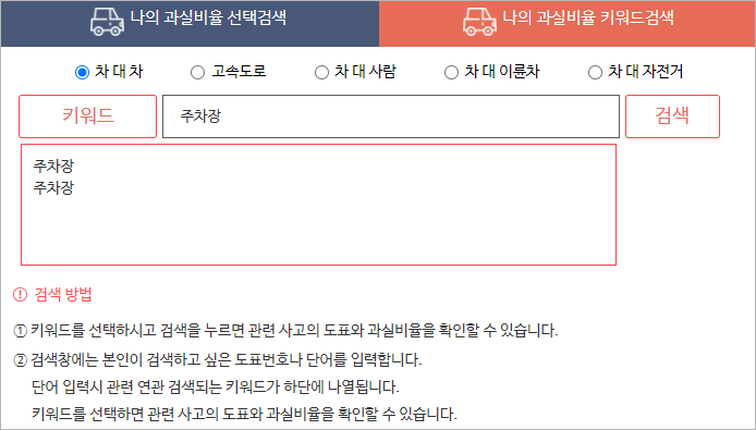 과실비율 키워드 검색