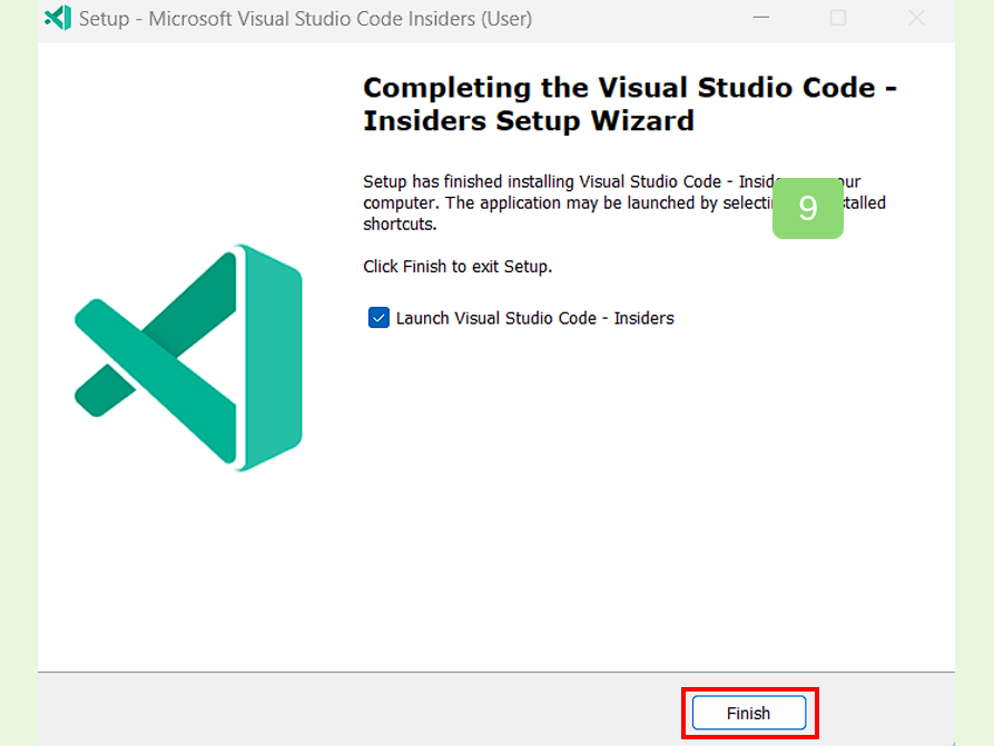 Finish 버튼을 클릭해 주세요.