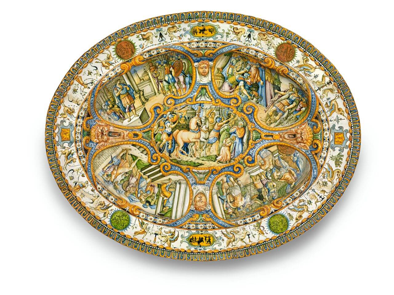 경매에서 최대 100&#44;000달러에 팔릴 것-타원형 이탈리아 마이올리카 요리.