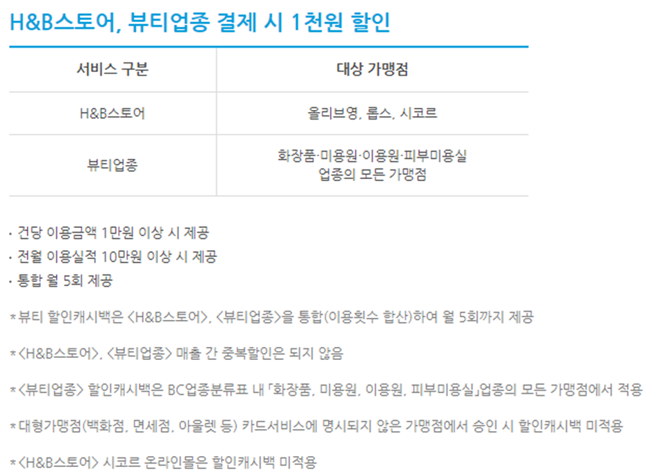 뷰티 구간 할인 정보