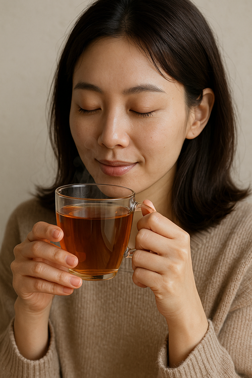 우엉차 마시기