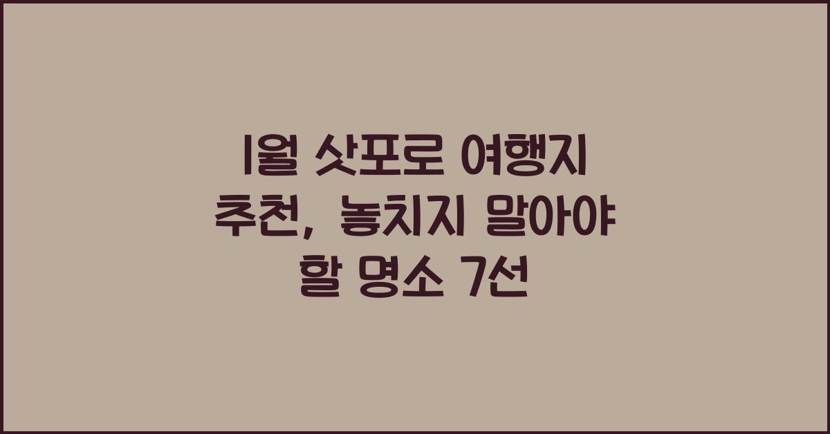 1월 삿포로 여행지 추천