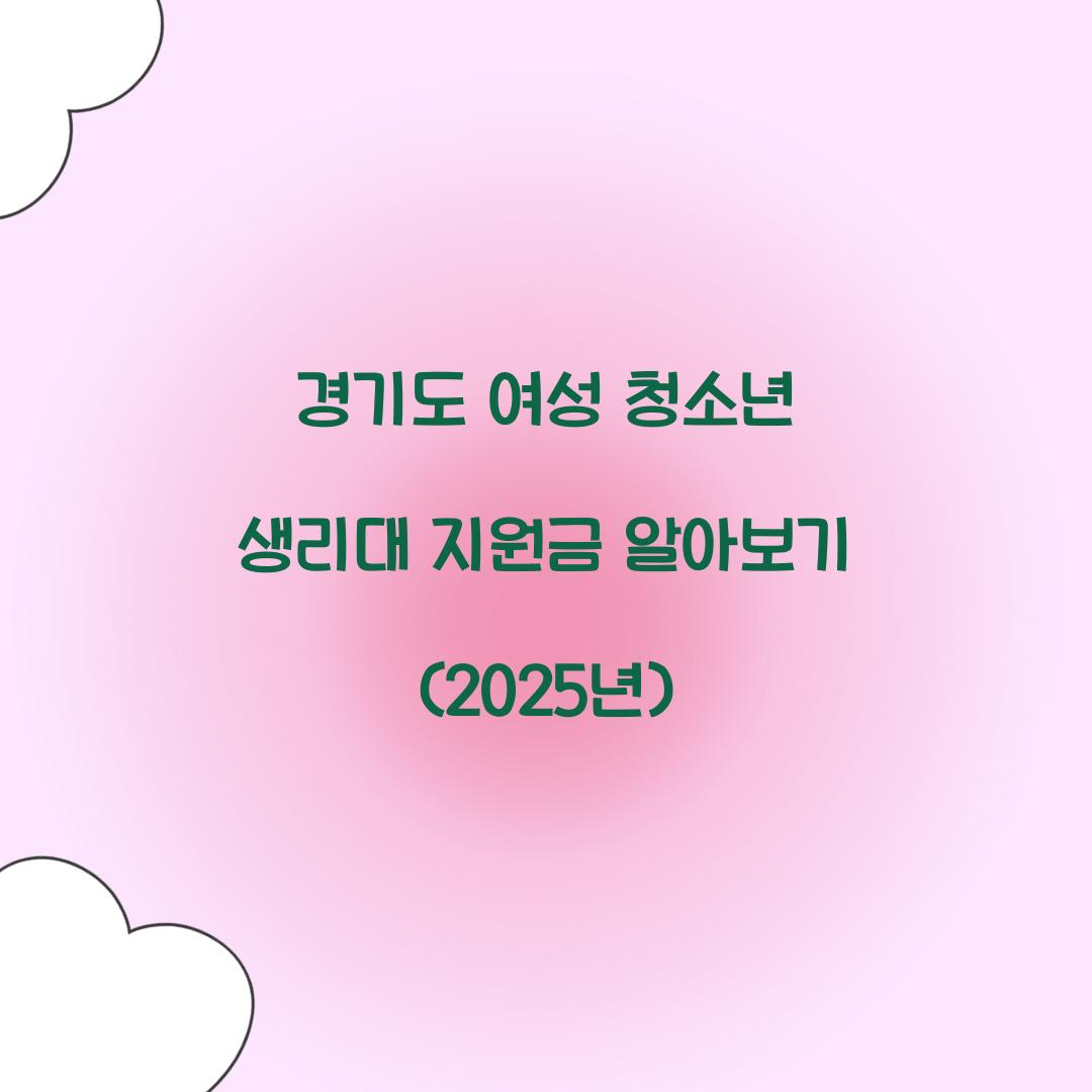 경기도 여성 청소년 생리대 지원금