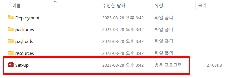 Set-up 파일 실행