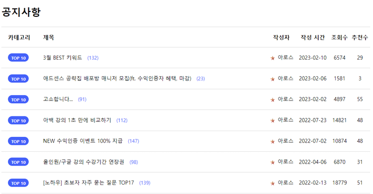 아로스 커뮤니티 이미지