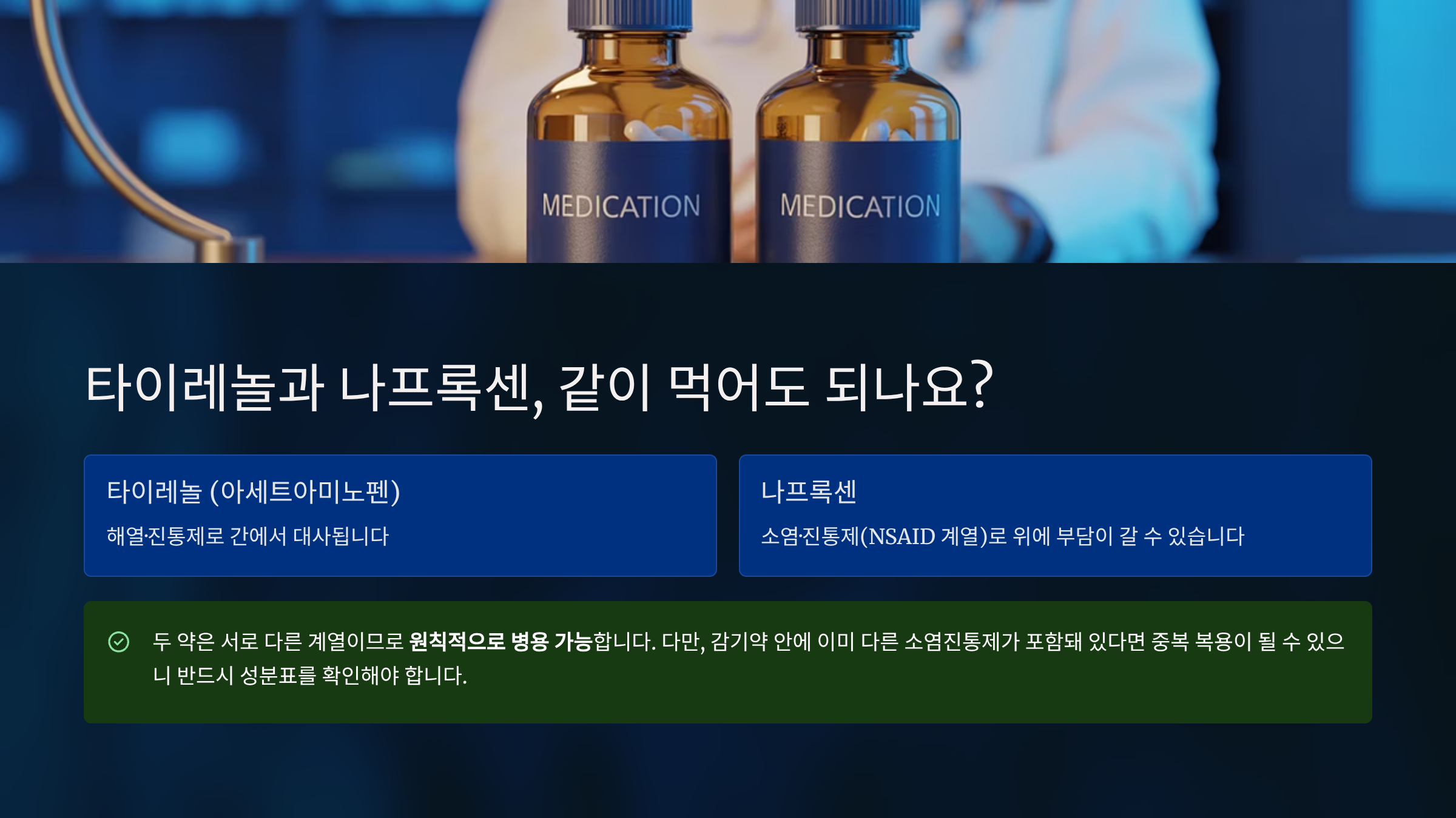 타이레놀과 나프록센, 같이 먹어도 되나요?