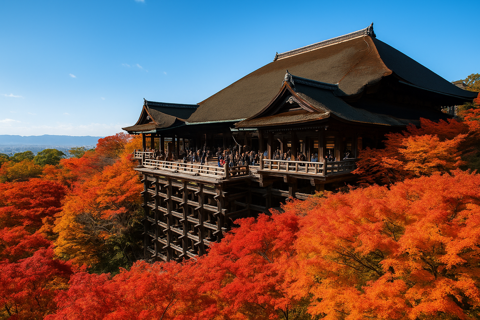 가을빛으로 물드는 교토의 기요미즈데라 사진