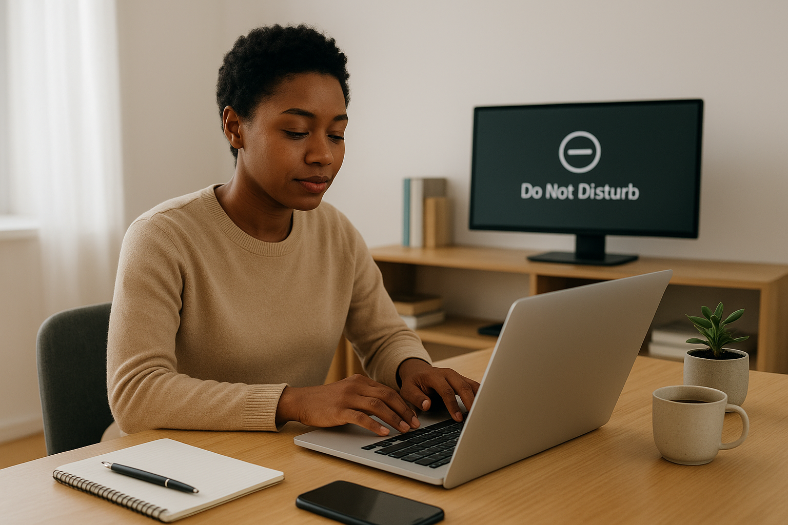 디지털 방해 요소 없이 일하는 이미지