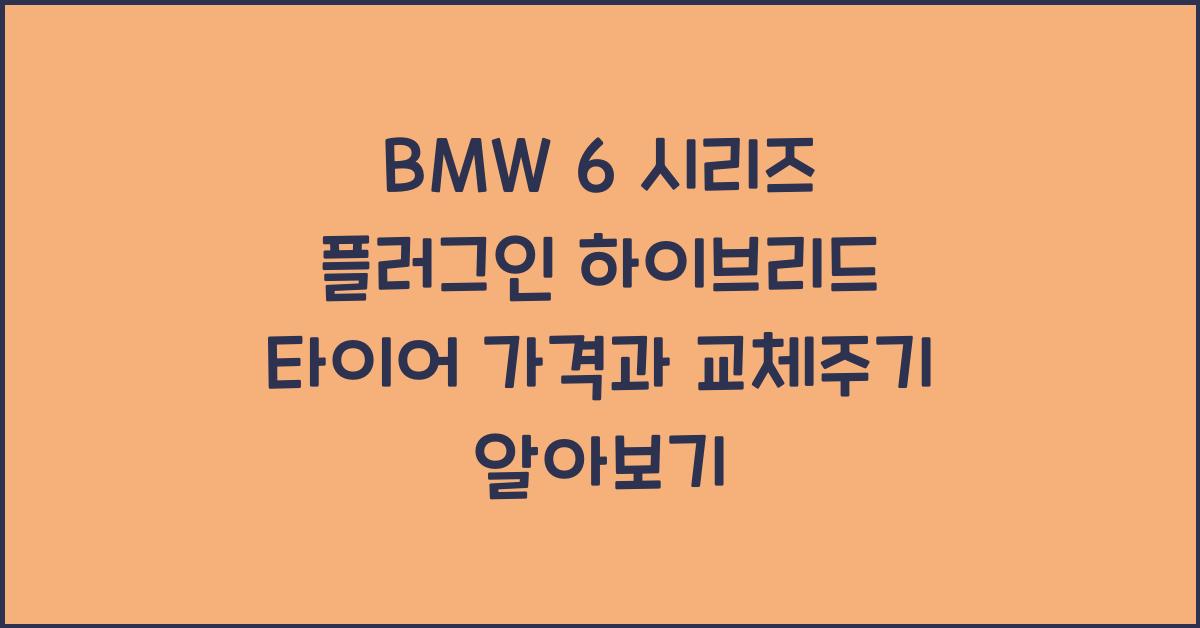 BMW 6 시리즈 플러그인 하이브리드 타이어 가격, 교체주기