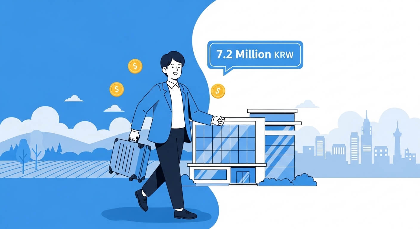 기분좋은듯한 청년이 가방을 들고 가벼운걸음을 걷고있는 삽화