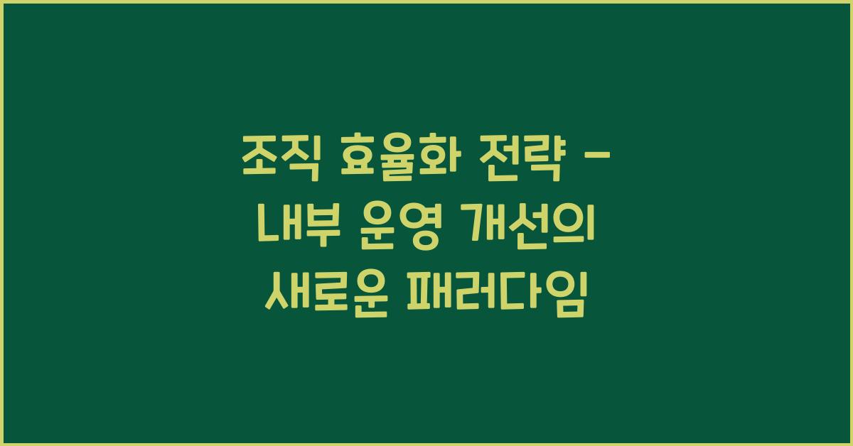 조직 효율화 전략 - 내부 운영 개선