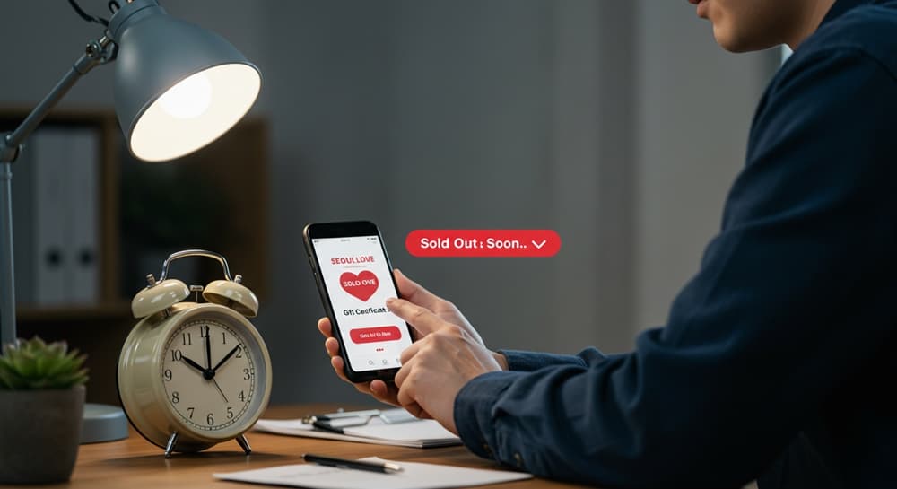 시간 맞춰 서울사랑상품권을 구매하는 직장인 장면