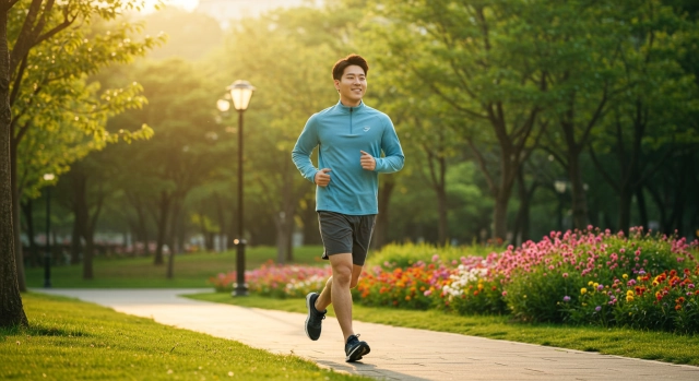 아침 러닝을 하는 남성 모습