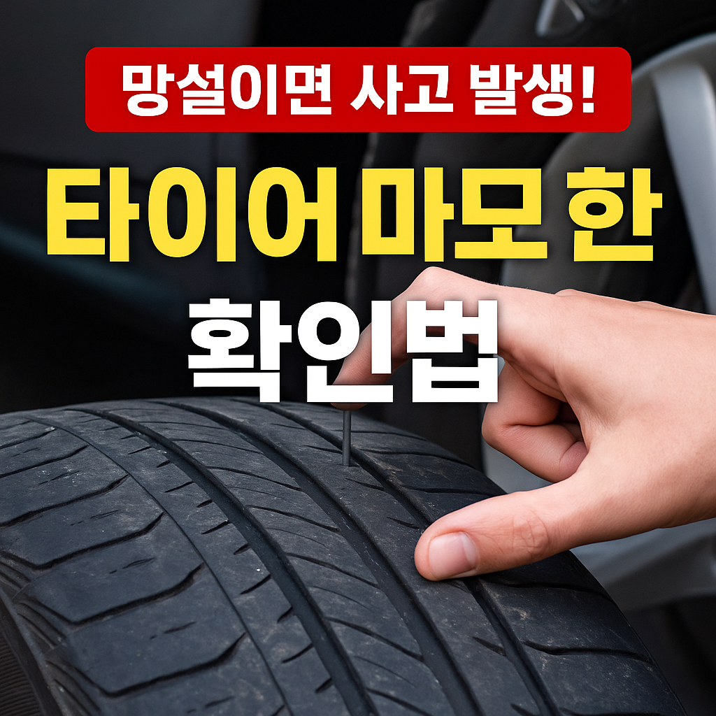 타이어 마모 상태 확인하는 사람