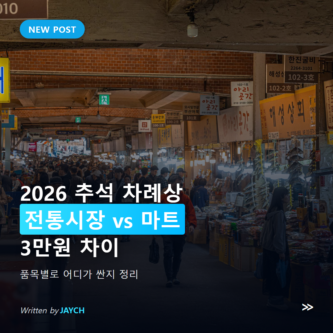 2026 추석 차례상 비용 썸네일 - 전통시장 상가 골목