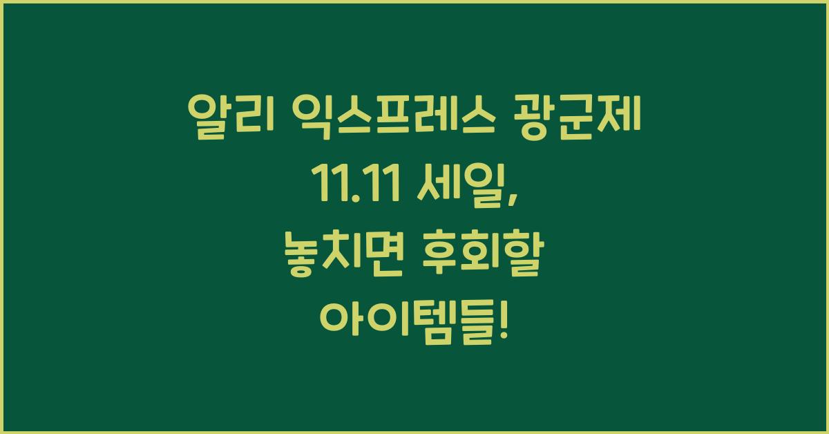 알리 익스프레스 광군제 11.11 세일