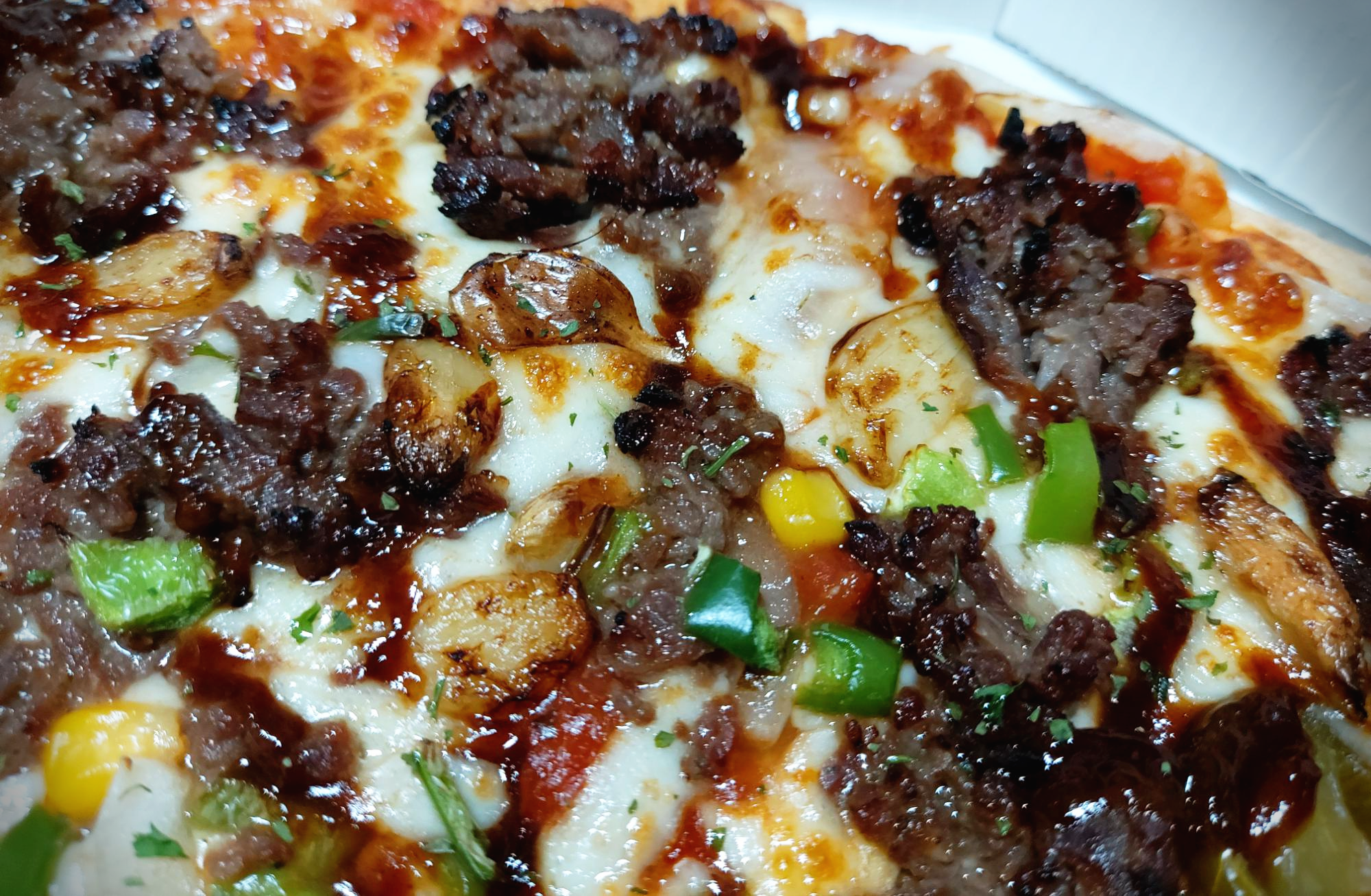 통마늘불고기 피자 반올림피자샵 통마늘불고기