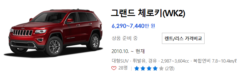지프 대형SUV GrandCherokee 하이브리드 가격