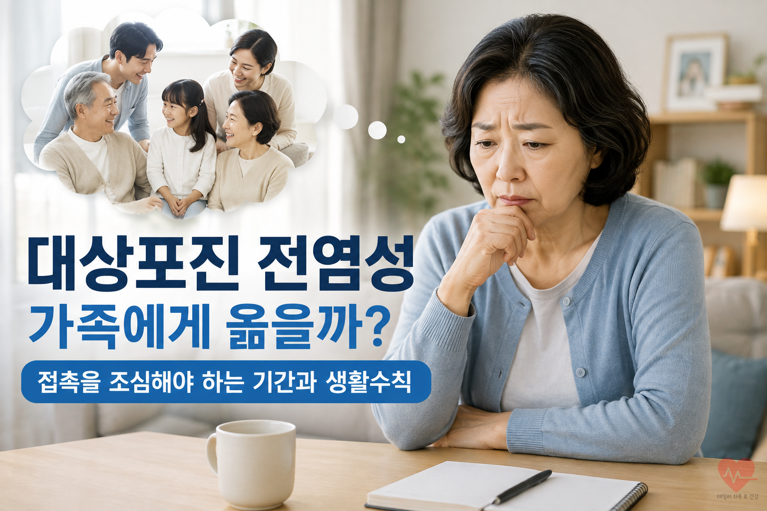 대상포진 전염성에 대해 걱정하는 중년 여성