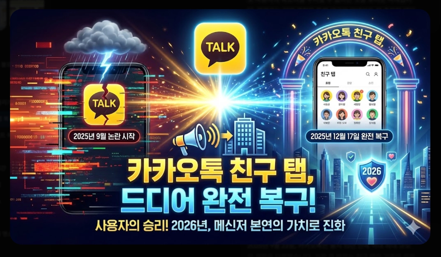 카카오톡 친구 탭 복구 완료! 2025 최신 업데이트