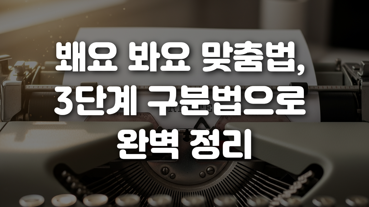 봬요 봐요 맞춤법 3단계 구분법으로 완벽 정리