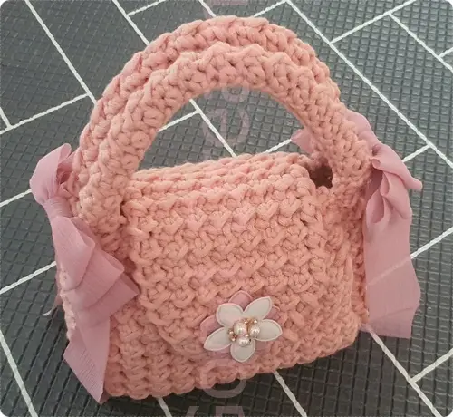 디어크로쉐 DIY 진달래꽃 리본 가방