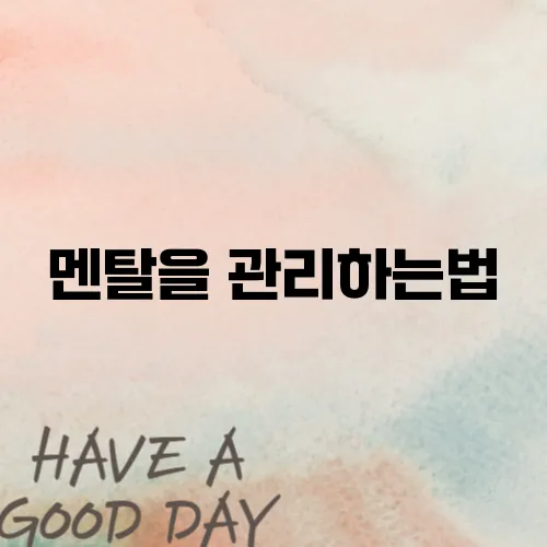 멘탈을 관리하는법
