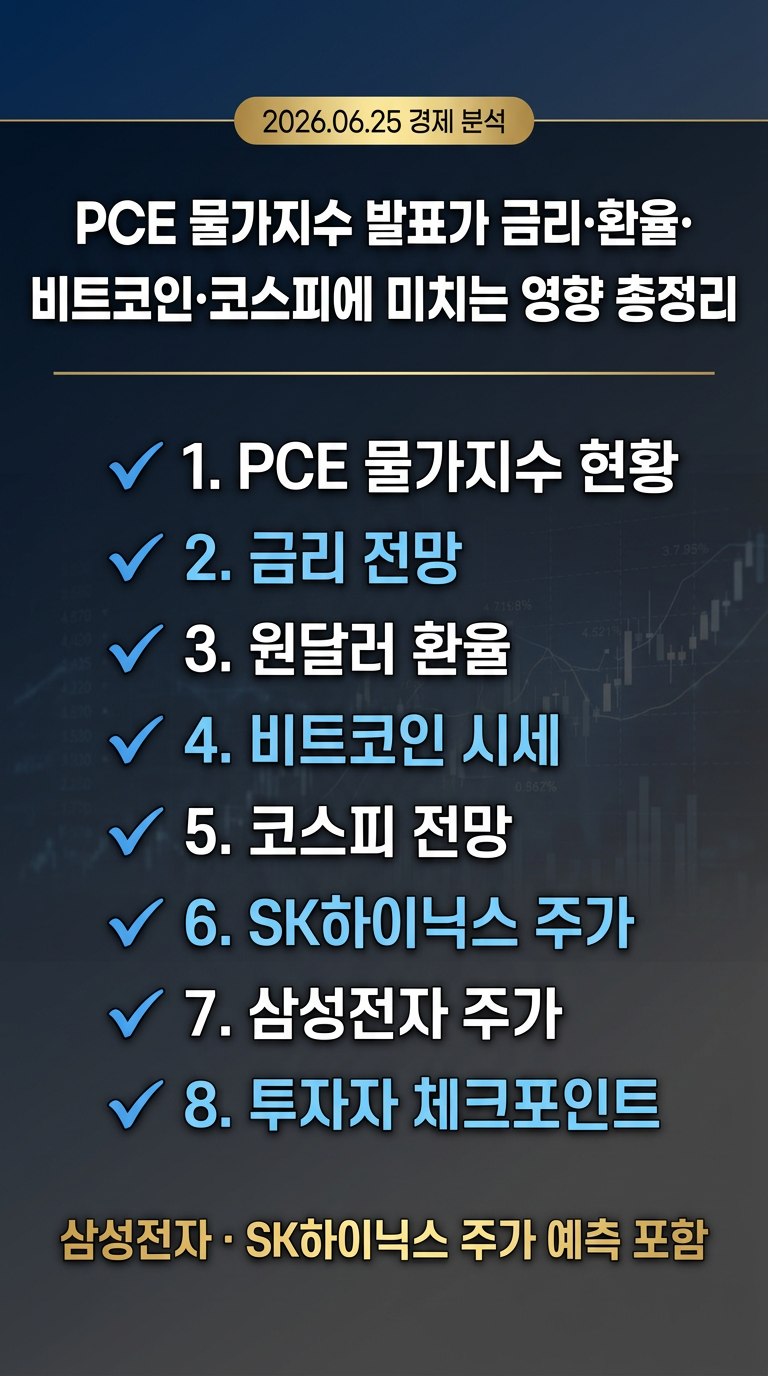 미국 5월 PCE 물가지수 발표, 금리, 원달러 환율, 비트코인 시세 영향, 코스피 전망, SK하이닉스, 삼성전자 주가 예측