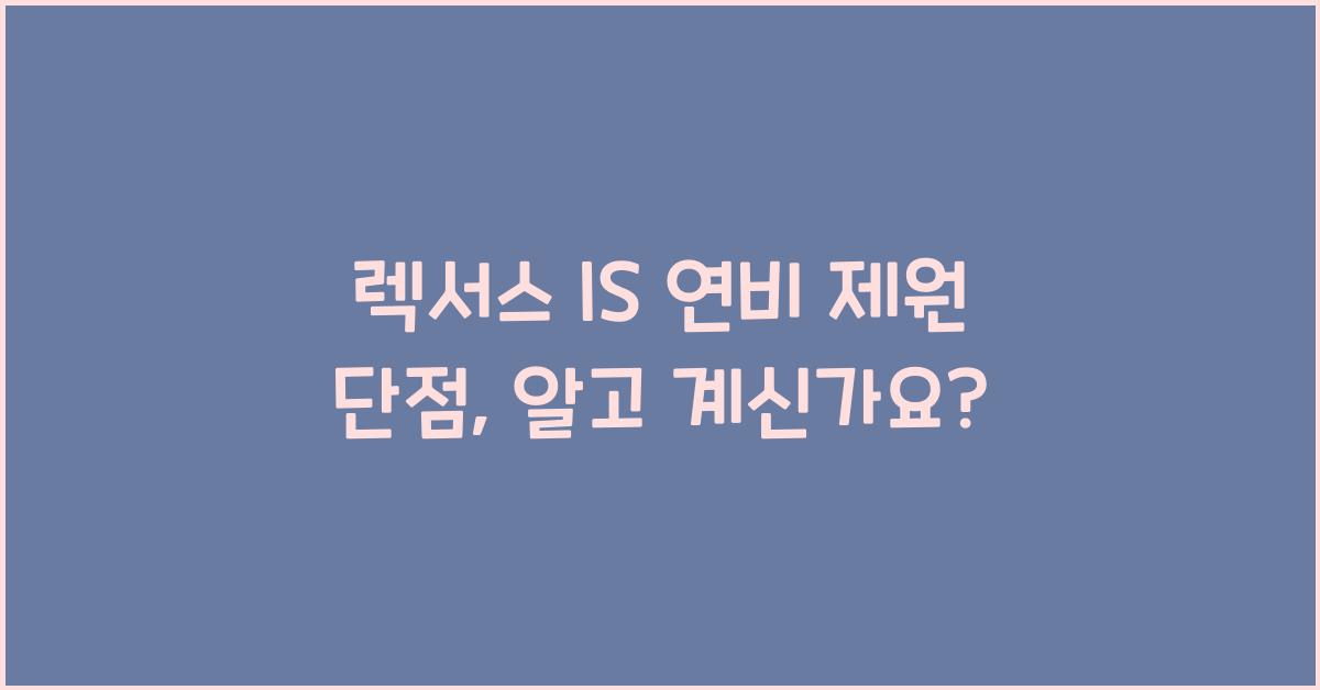 렉서스 IS 연비 제원 단점